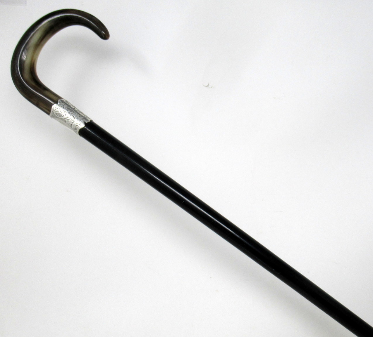 265. Antique Ebony Wooden Sterling Silver Lady's Gentleman's Walking Stick Hallmark London 1924 - Image 6