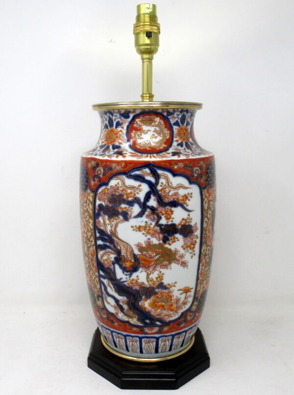 428. Antique Vintage Japanese Chinese Imari Porcelain Ormolu Table Lamp Blue Red Gilt
