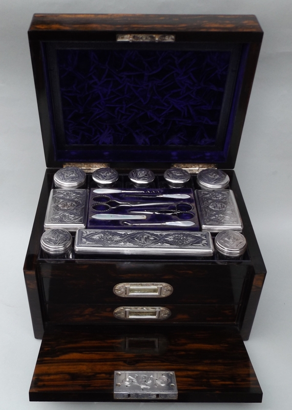 192. Rare Irish Coromandel Vanity Box Austins Dublin 19thCt - Image 2