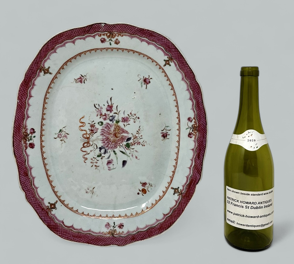 481. Antique Chinese Canton Porcelain Famille Rose Cabinet Plate Charger Qianlong 18C - Image 10