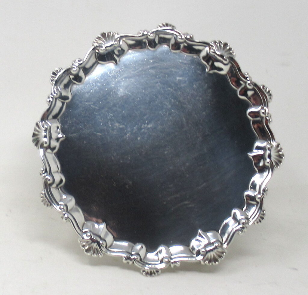875. Antique Sterling Silver Georgian Serving Card Tray Eighteenth Century Hallmark