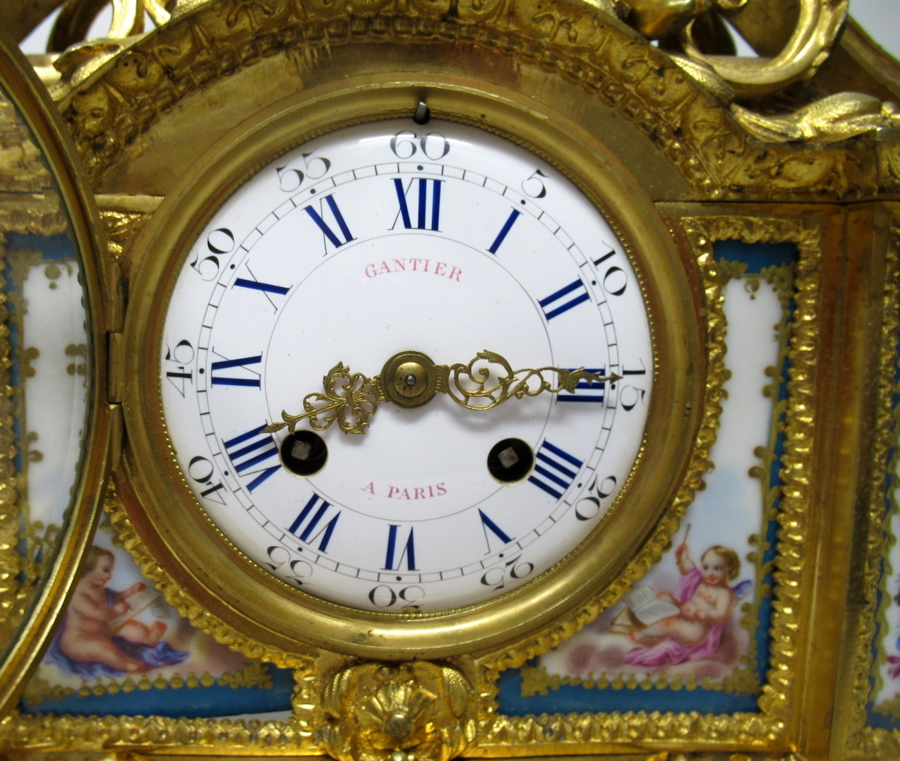 644. French Ormolu Bronze Sevres Porcelain Mantle Clock Vincenti et Cie Paris 19th Century - Image 5