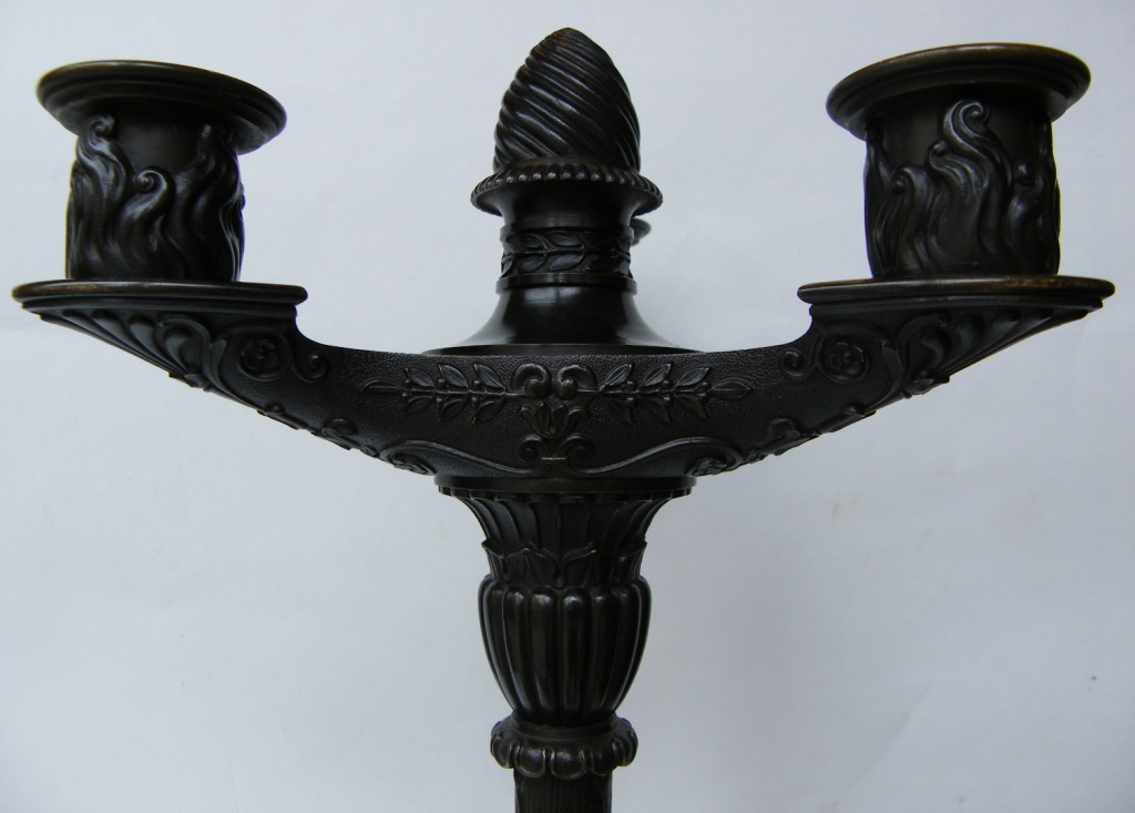 695. Fine Pair French Bronze Candelabra Manner Claude Michel Clodion - Image 4