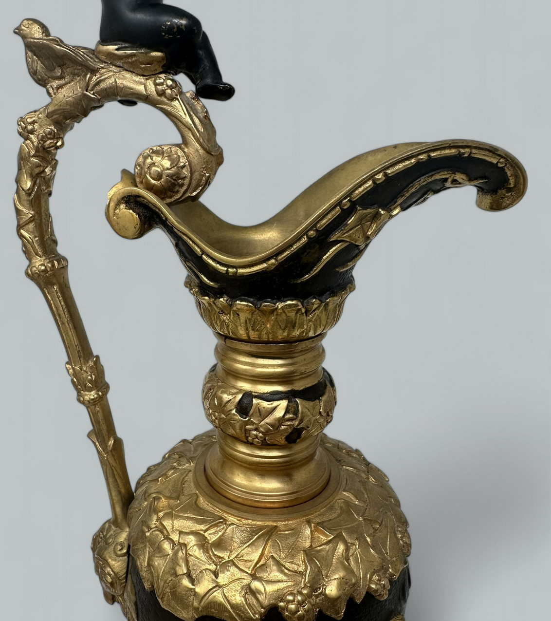 570. Antique Pair French Bronze Ormolu Ewers Vases Manner of Claude Michel Clodion - Image 8