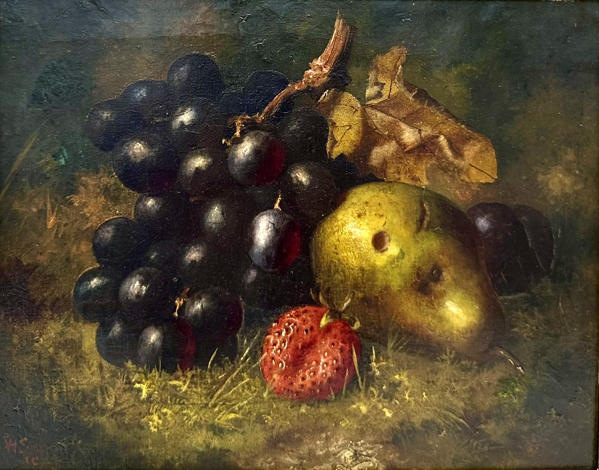 143. Antique Still Life Fruits Oil on Canvas English Oil Painting Giltwood Frame - Image 3