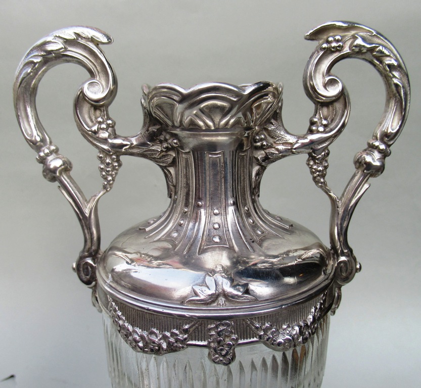 576. Superb Pair French Hand Cut Crystal Twin Handle Vases 19thCt - Image 6