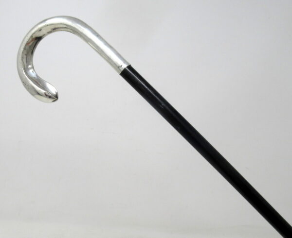 902. Antique Vintage Ladies Ebony Walking Stick Dress Cane Sterling Silver 1922