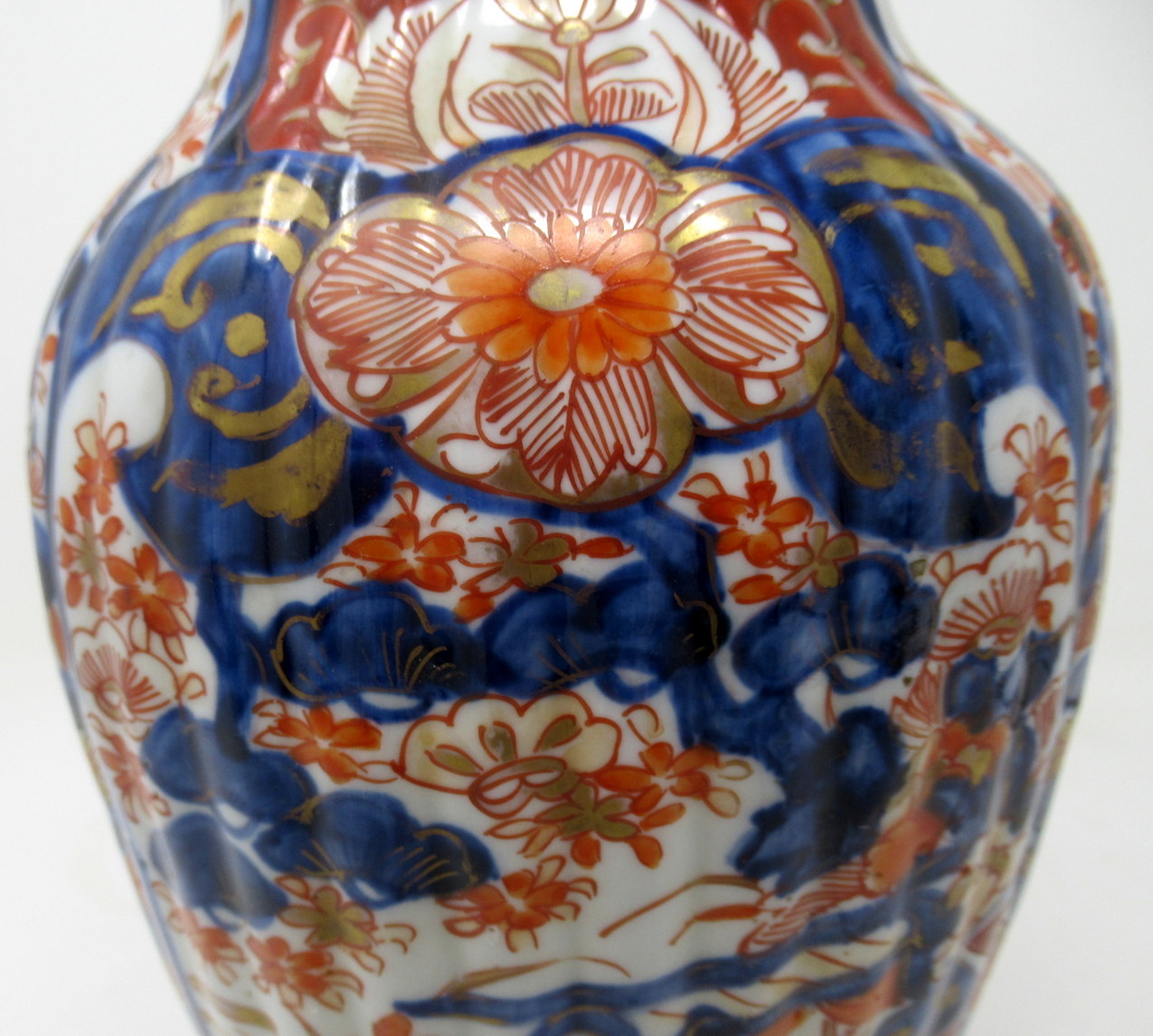787. Antique Pair Japanese Chinese Imari Porcelain Ormolu Table Lamps Blue Red Gilt - Image 7