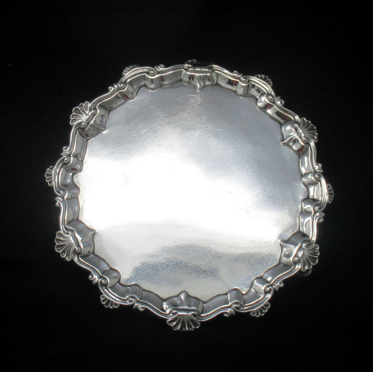 875. Antique Sterling Silver Georgian Serving Card Tray Eighteenth Century Hallmark - Image 2