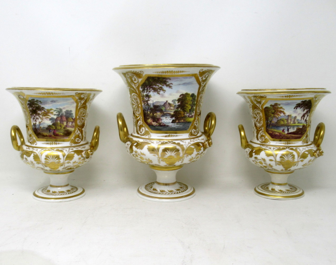 362. Pair Regency Crown Derby Campana Porcelain Urns Vases Garniture Robert Brewer - Image 5