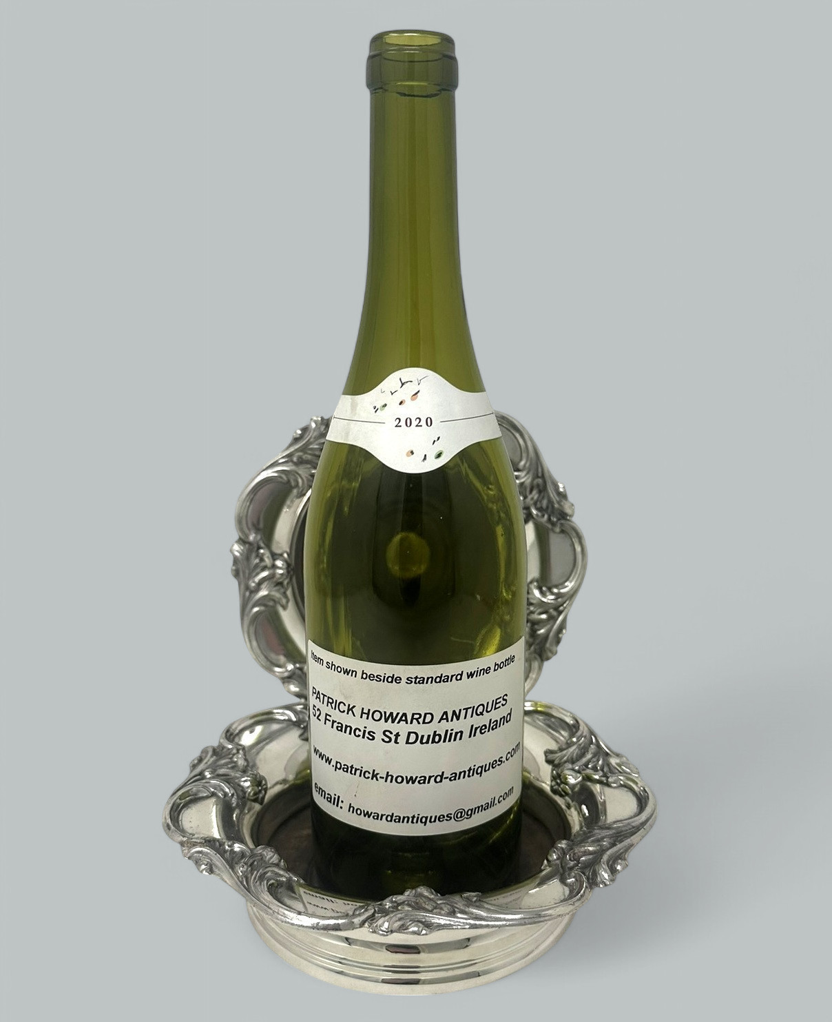 707. Pair English Victorian Silverplated Wine Champagne Bottle Decanter Coasters 1839 - Image 7