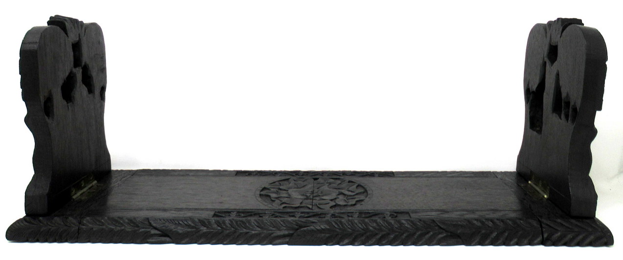 315. Irish Carved Bog Wood Oak Bookcase Harp Shamrock Cornelius Goggin Dublin Ireland - Image 11