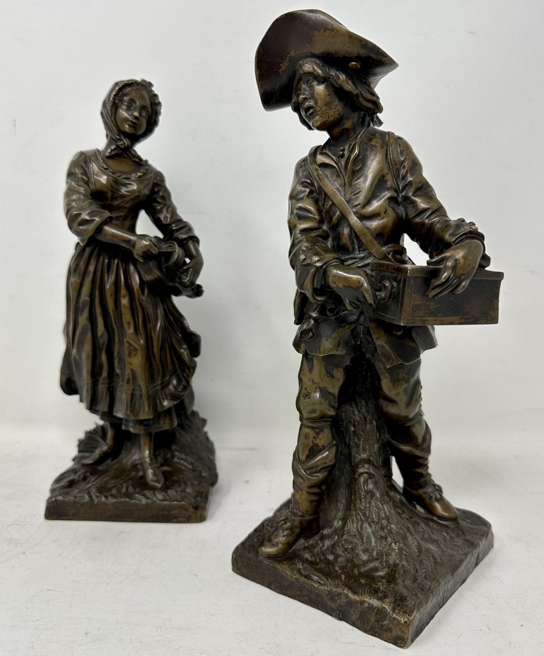 631. Antique Grand Tour French Bronze Sculpture Male Female Figure Clodion Barbediene - Image 2