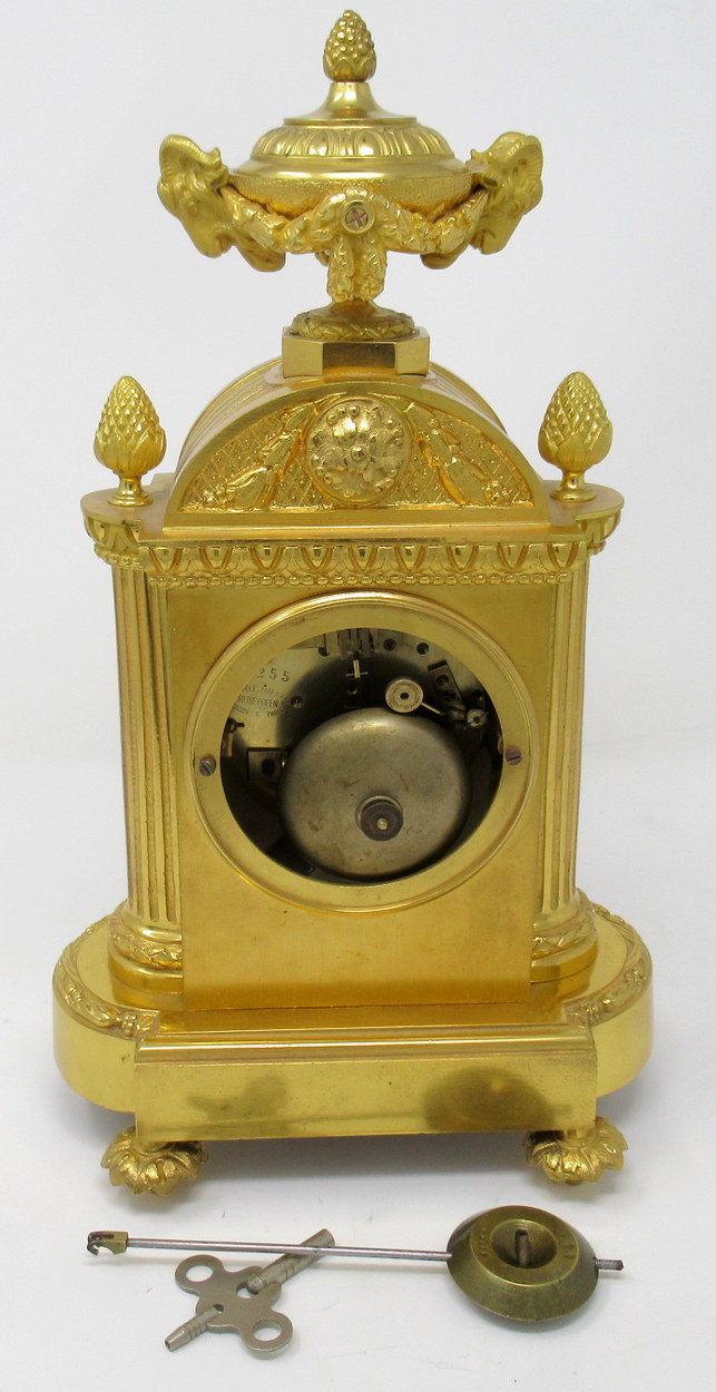 968. Fine French Ormolu Mantle Clock Sevres Panels 19thCt. Howell Janes London Paris - Image 5