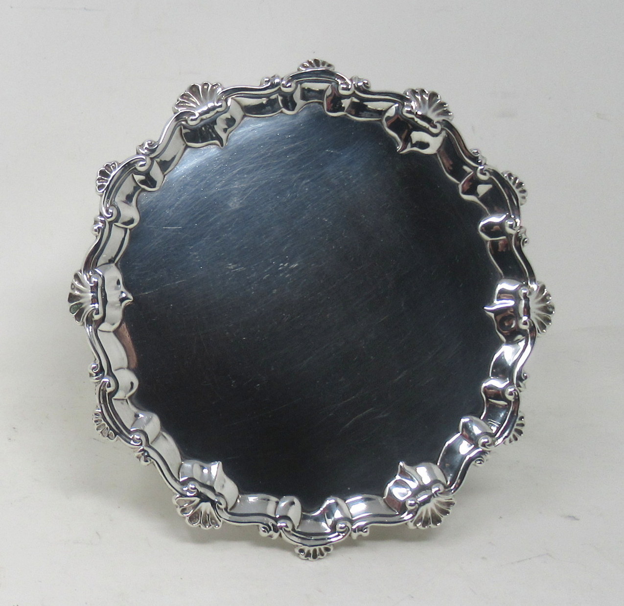 875. Antique Sterling Silver Georgian Serving Card Tray Eighteenth Century Hallmark - Image 3