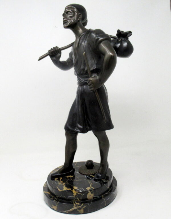 436. Antique Patinated French Grand Tour Classical Bearded Male Figure Bronze Marble