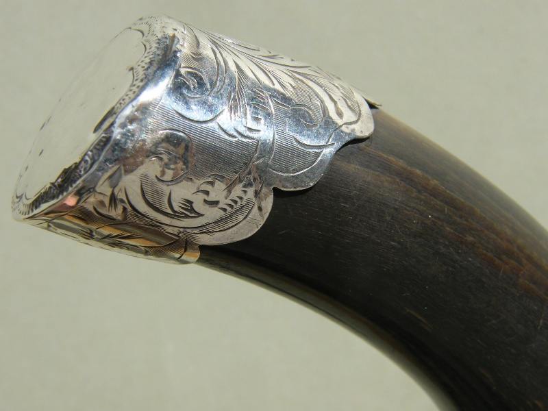 510. Malacca Walking Stick with Tau Shaped Horn Handle Dated 1904 - Image 6