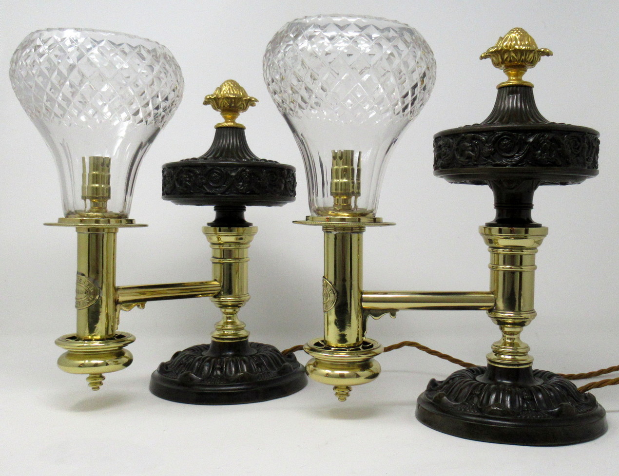 441. Pair English Ormolu Bronze Argand Lamps Thomas Greensill 19thCt - Image 2