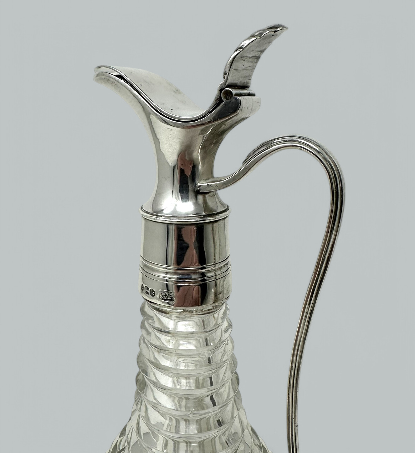 582. Antique Cut Crystal Sterling Silver Oil Vinegar Cruet Set 1825 George Piercy - Image 7