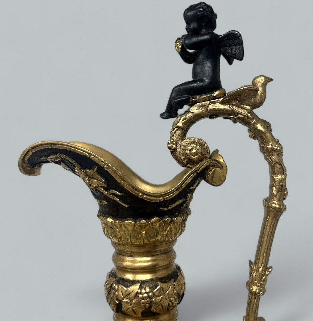 570. Antique Pair French Bronze Ormolu Ewers Vases Manner of Claude Michel Clodion - Image 6