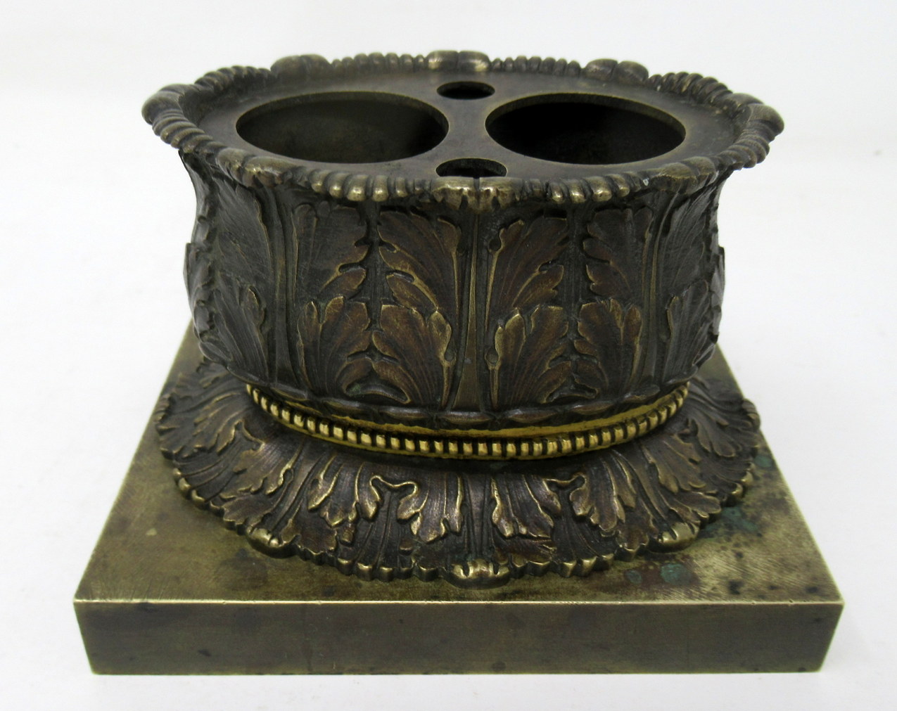 234. Antique French Ormolu Bronze Desk Ink Set Encrier Acanthus Grand Tour Regency - Image 8