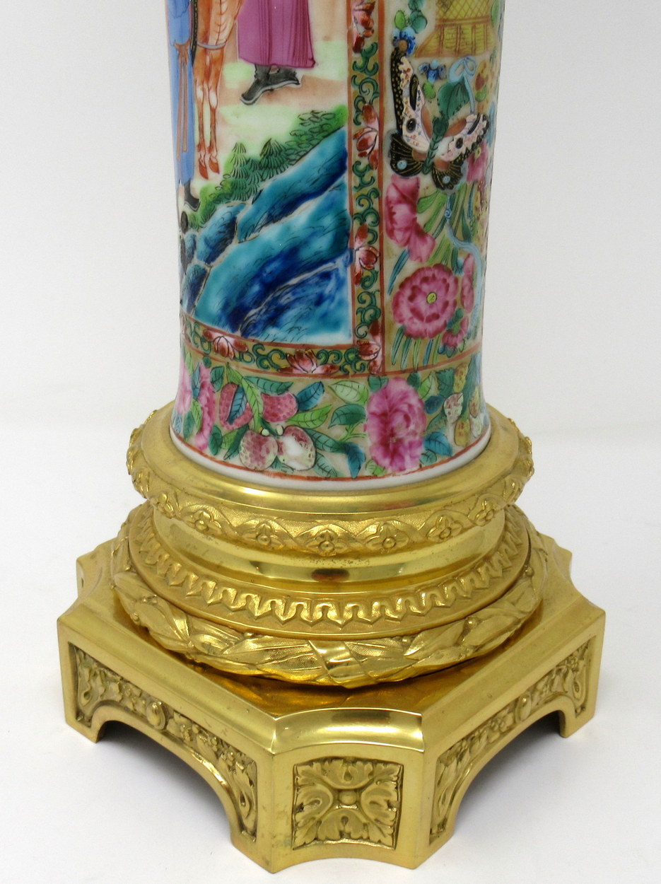 892. Stunning Pair Large Cantonese Hand Painted Table Lamps 19thCt - Image 8