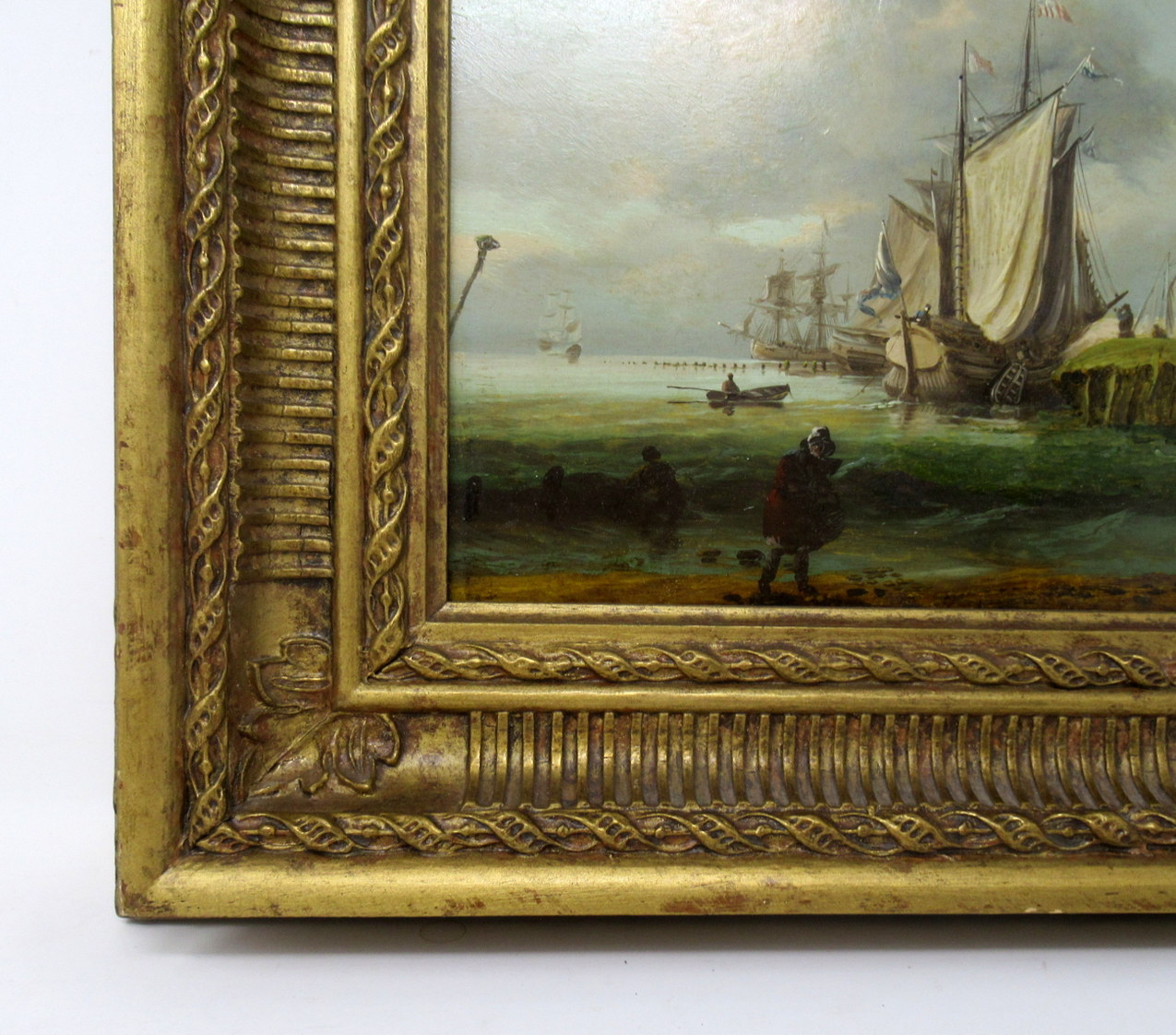 272. William Sadler Dublin Ireland Oil Painting on Board Harbor Scene Seascape Boats - Image 6