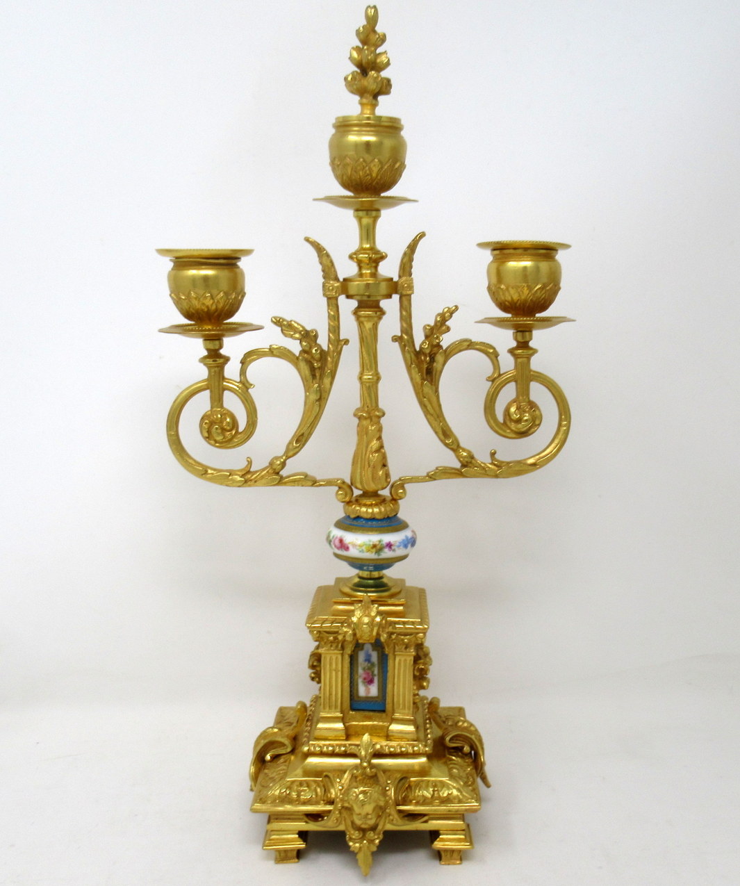 870. Antique Pair French Ormolu Bronze Sevres Porcelain Candelabra 19th Century - Image 3