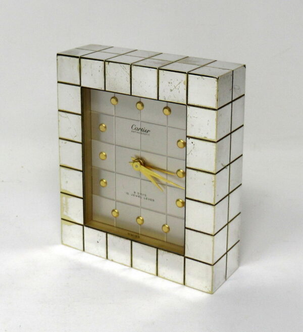 180. Vintage Cartier Paris Antimagnetic Silver Plated Travel Alarm Clock Circa 1930