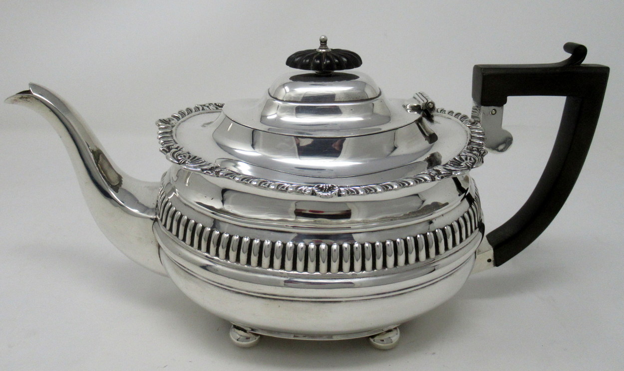 896. Fine Sterling Silver Tea Set George Nathan Ridley Hayes Chester 1907 - Image 3
