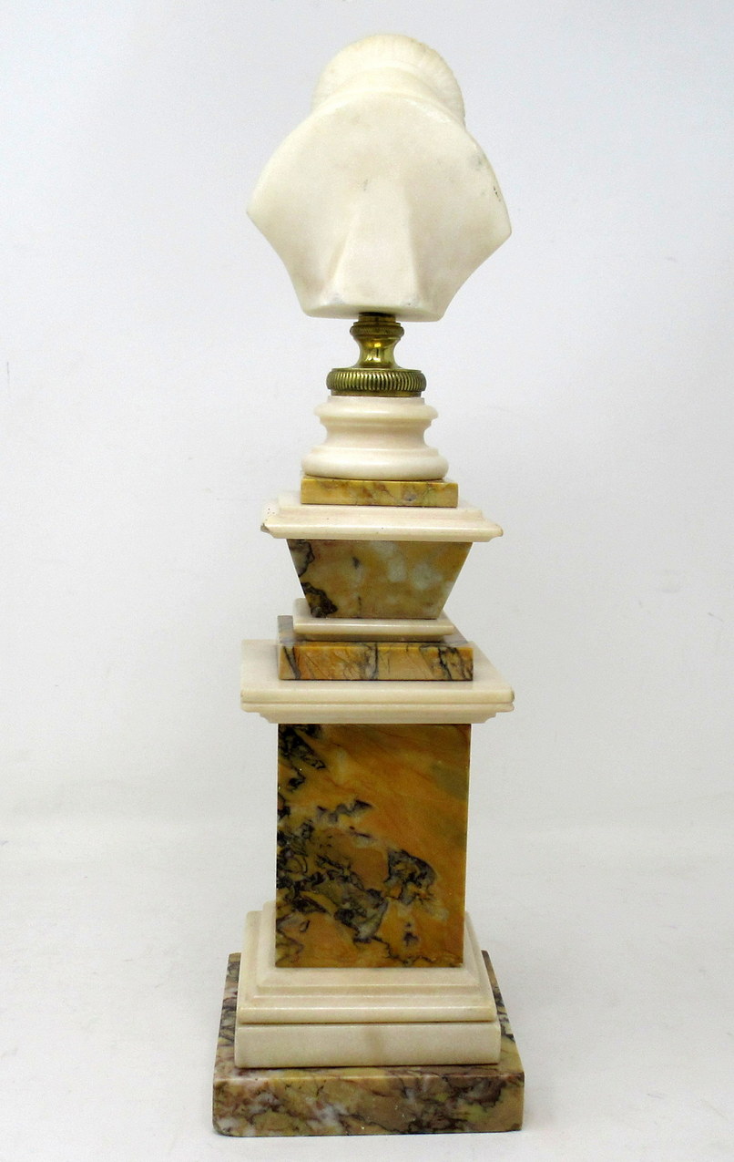364. Antique Sienna Cream Marble Grand Tour Classical Bust of Lady Figure - Image 5