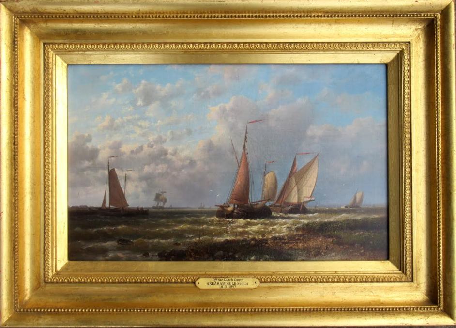 709 Abraham Hulk 1813-1897 Off the Dutch Coast Oil on Canvas - Image 2
