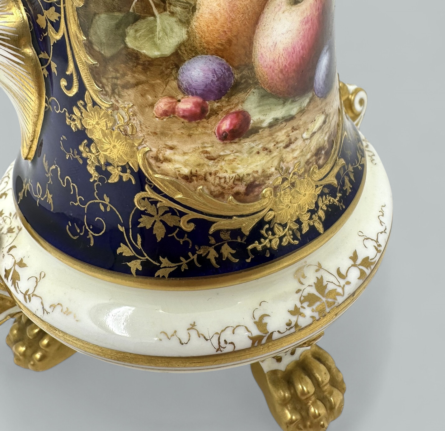 372. Antique Coalport Hand Painted Vase Urn Frederick Chivers Still Life Fruits 1910 - Image 7