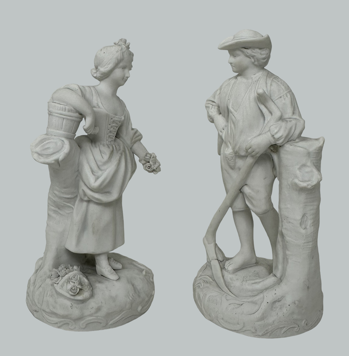 235. Antique Grand Tour French Sevres Parian Sculpture Male Female Figures Group 19C - Image 4