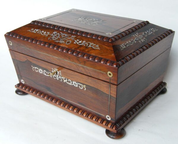 777. Irish Rosewood Mother of Pearl Work Casket Geo. Austin