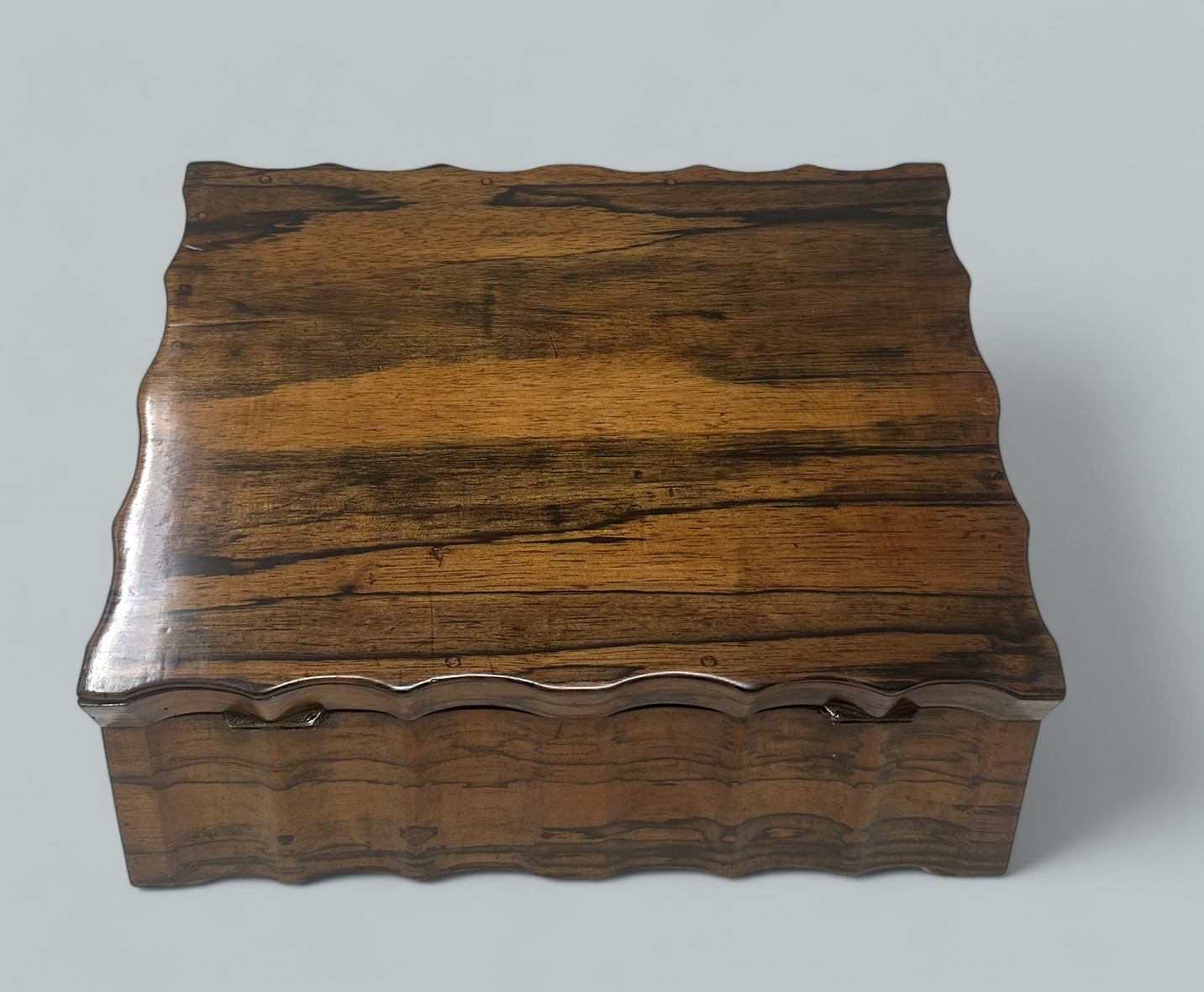 108. Antique Anglo Indian Coromandel Satinwood Ladys Jewelry Sewing Table Box 19th Ct - Image 9