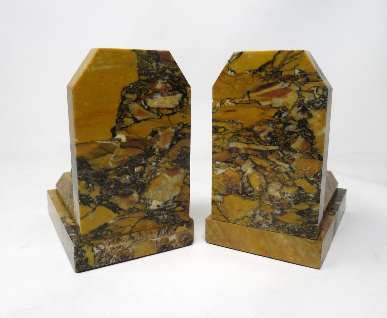 640. Grand Tour Italian French Egyptian Sphinx Pair Bronze Bookends Sienna Marble - Image 9