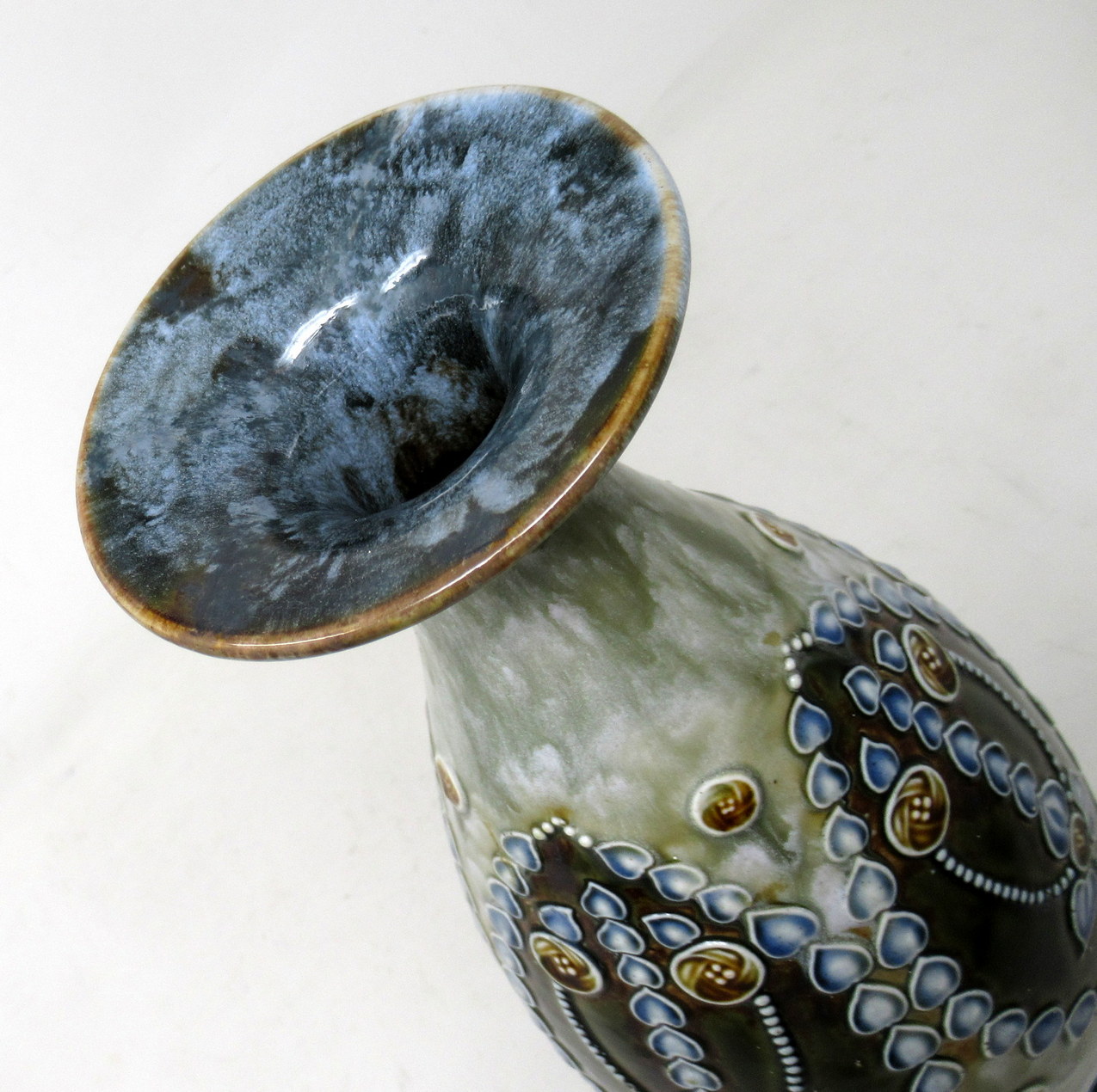 847. Antique Pair English Porcelain Royal Doulton Ceramic Art Nouveau Vases Urns - Image 6