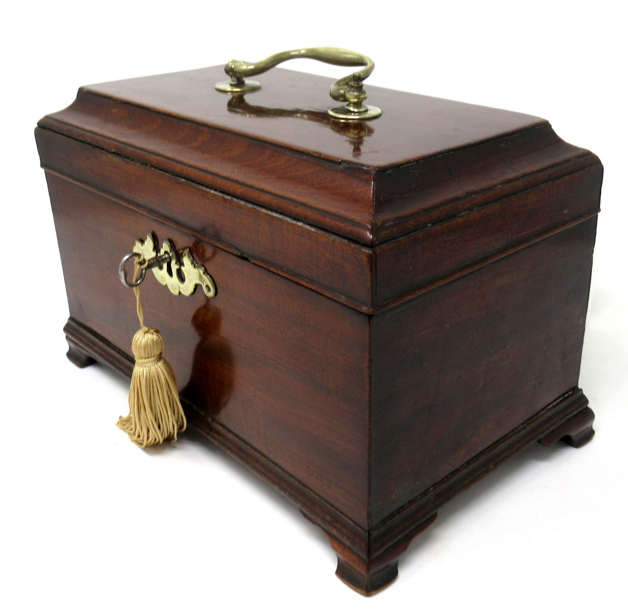 497. Antique Georgian Flame Mahogany English Double Tea Caddy Box Late 18th Century - Image 4