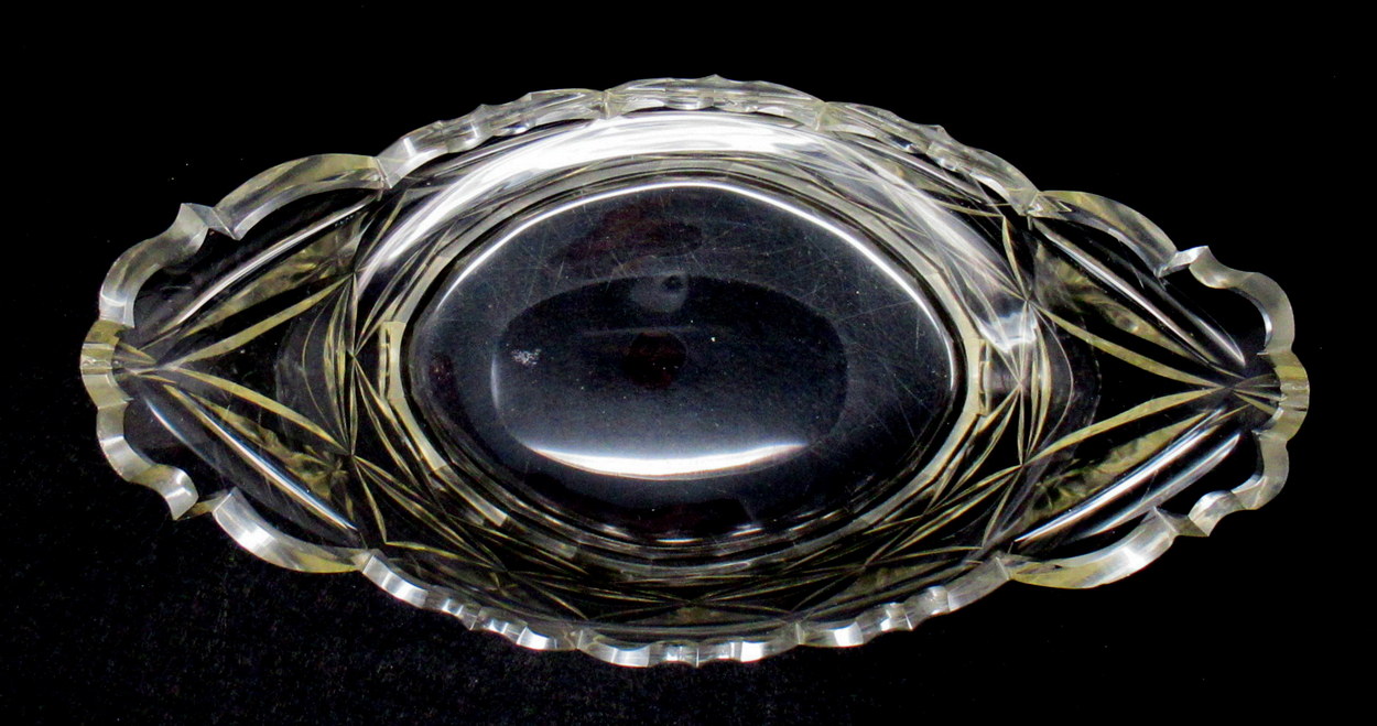 897. Rare Irish Hand Cut Crystal Fruit Bowl With Undertray Waterford or Belfast 1800 - Image 9