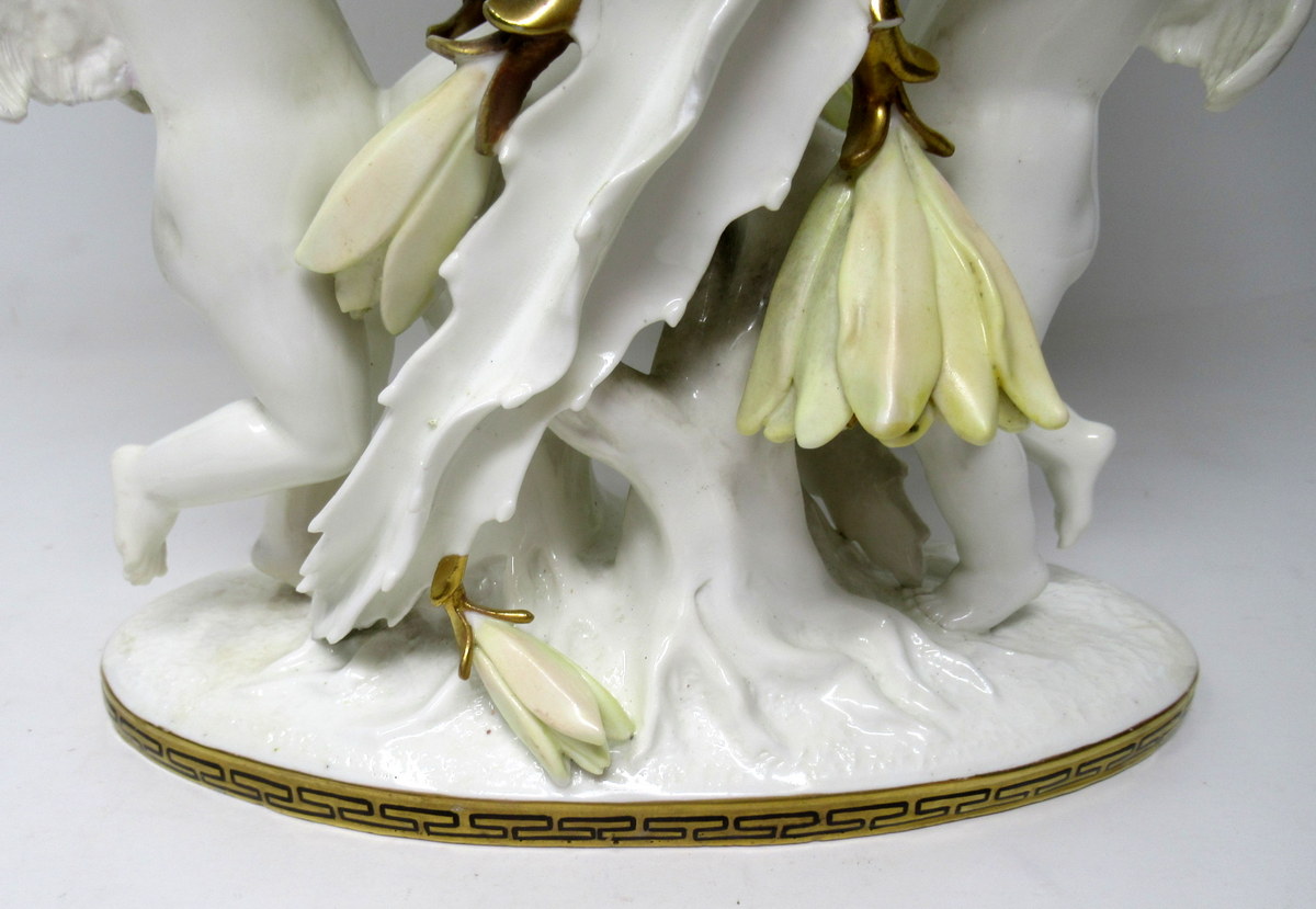 181. English Moore Brothers Porcelain Cream Gilt Cherub Cacti Centerpiece 19th Cent - Image 8