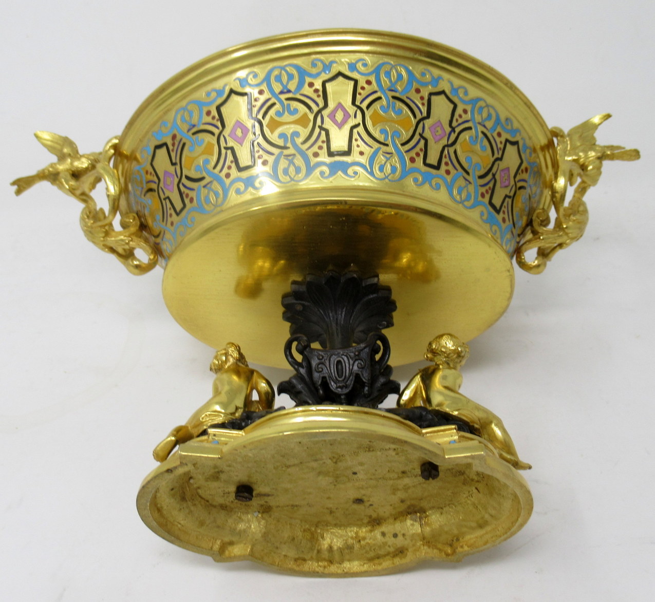 527. Antique French Gilt-Bronze Champlevé Enamel Centerpiece Ferdinand Barbedienne - Image 11