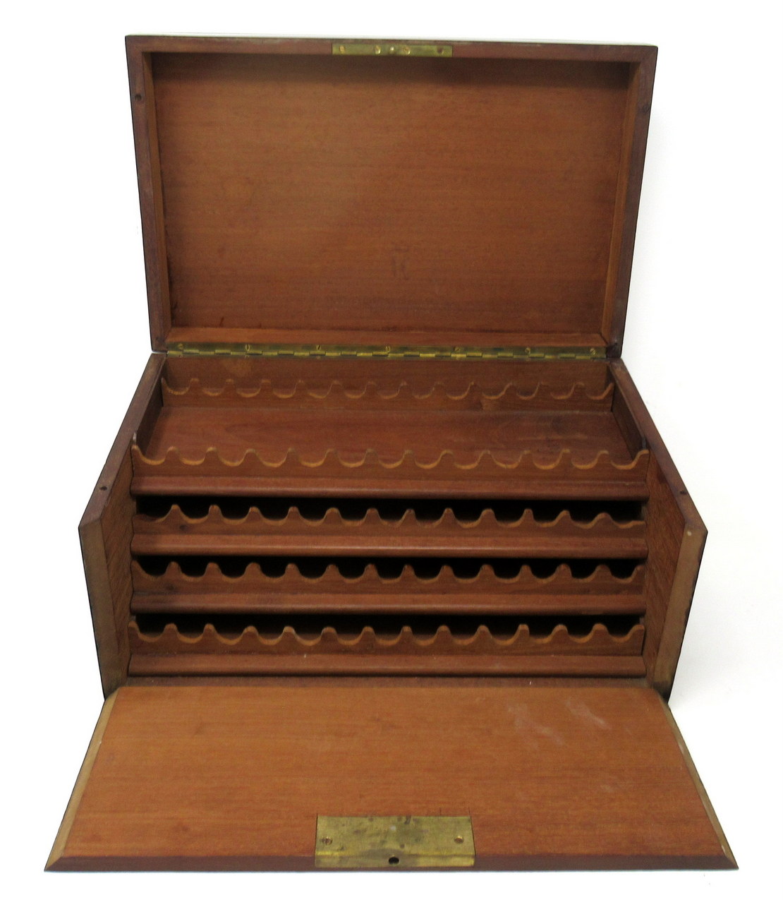 330. Antique Mahogany Tunbridge Ware Marquetry Cigar Cigarette Casket Box Victorian