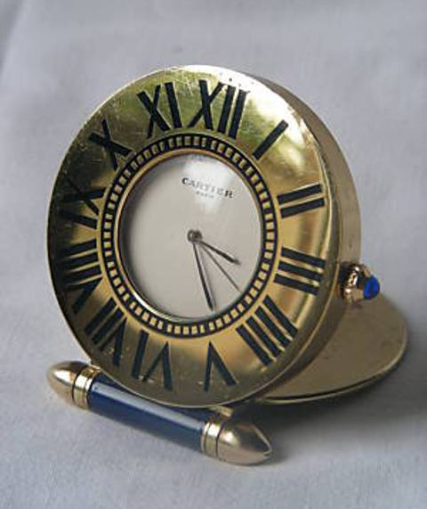 876. Vintage French Travel Clock Cartier Paris with Alarm