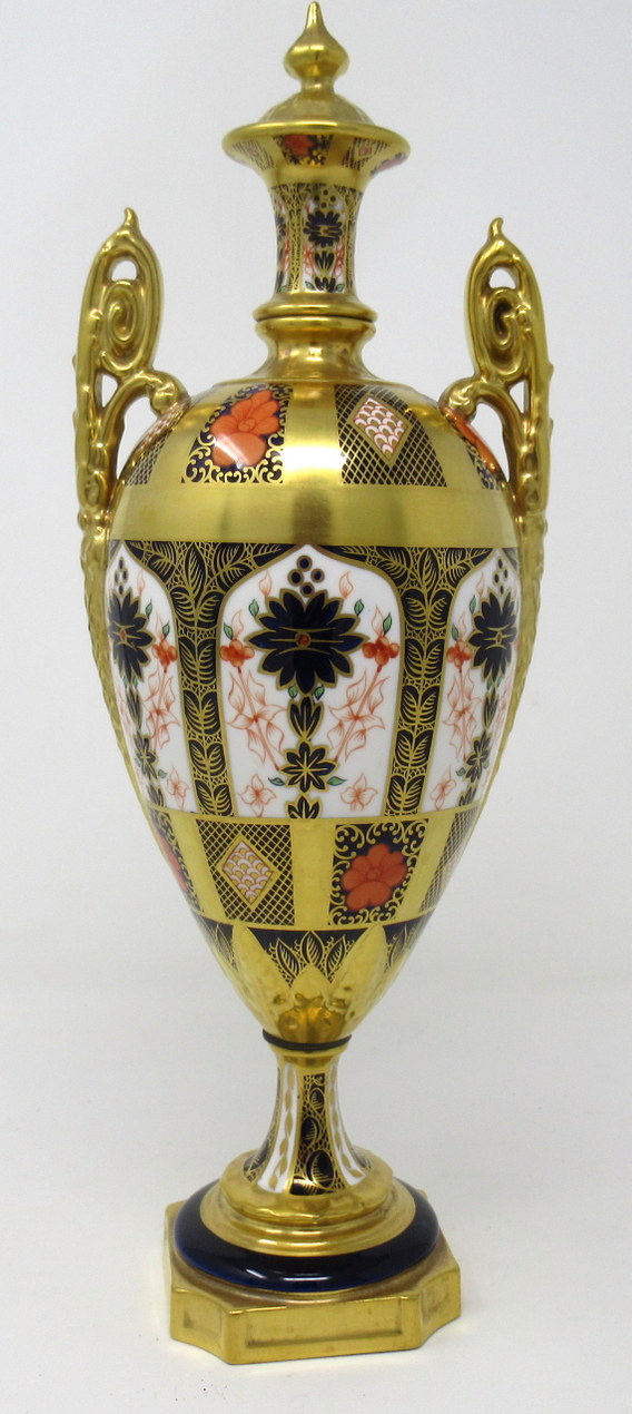 276. Stunning Pair Royal Crown Derby Old Imari Porcelain Vases mid 20thCt - Image 3