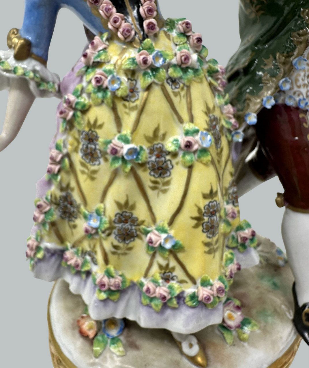 717. Antique Sitzendorf German Porcelain China Dancing Male Female Figure Group 19Ct - Image 7