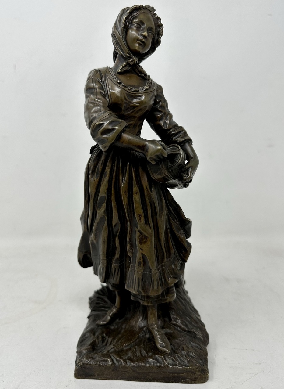 631. Antique Grand Tour French Bronze Sculpture Male Female Figure Clodion Barbediene - Image 6