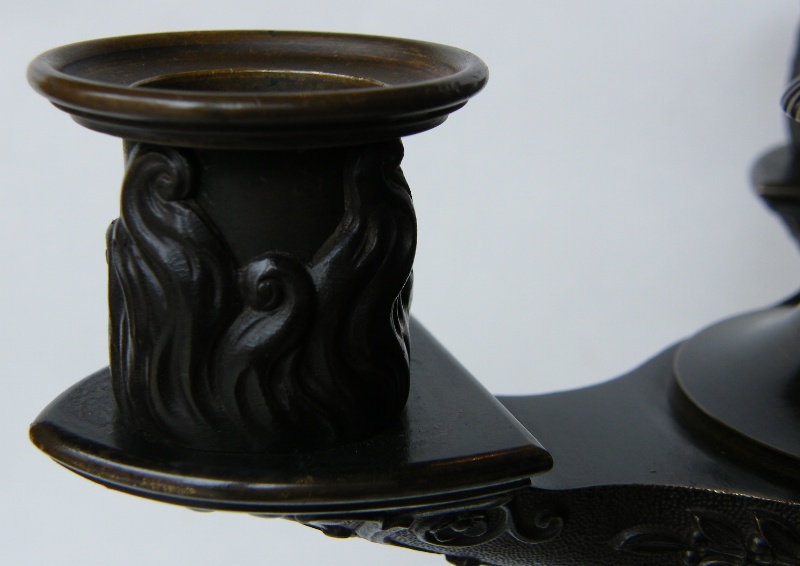 695. Fine Pair French Bronze Candelabra Manner Claude Michel Clodion - Image 6