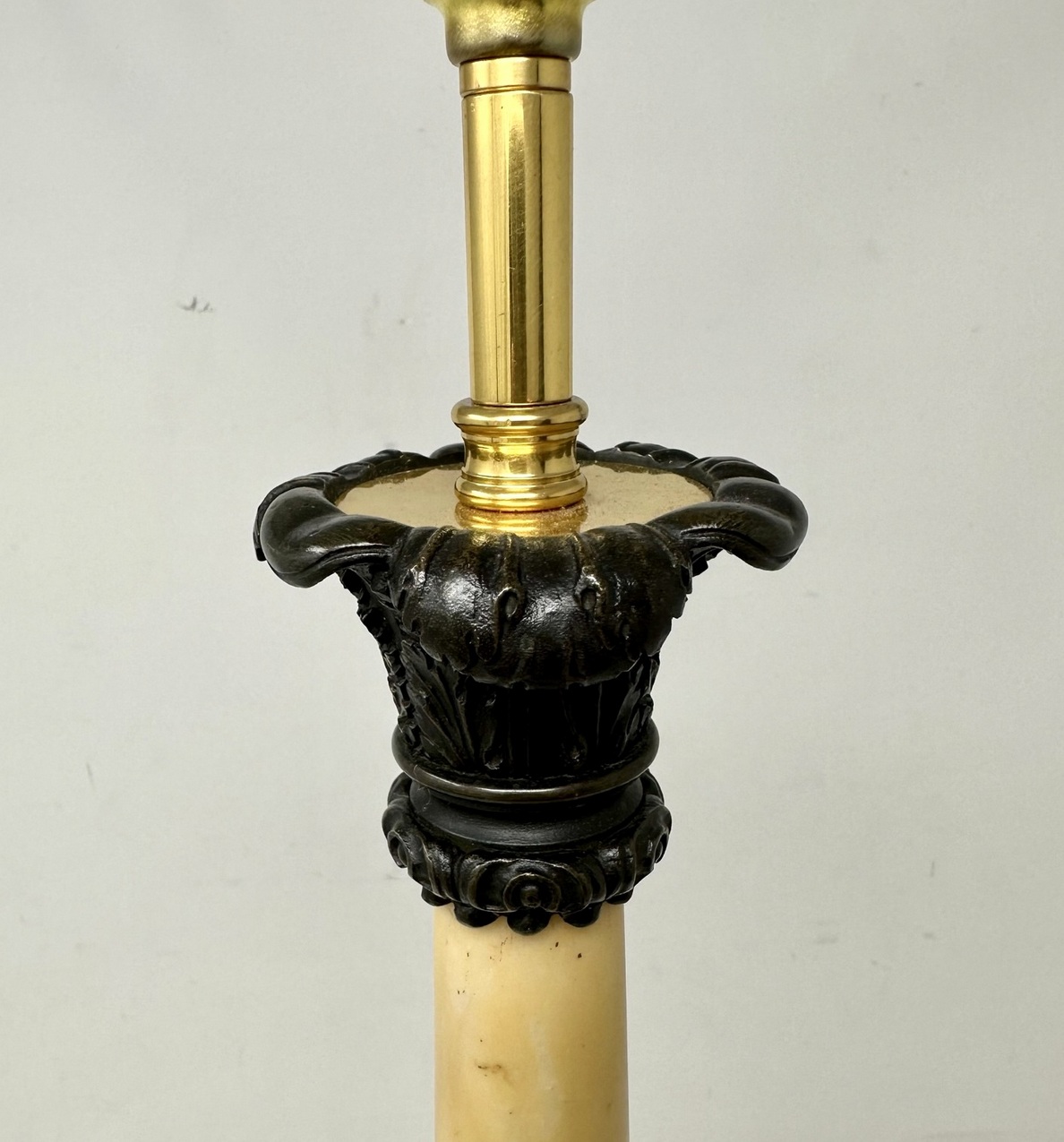388. Antique Pair of French Doré Bronze Ormolu Sienna Marble Candlesticks Table Lamps - Image 8