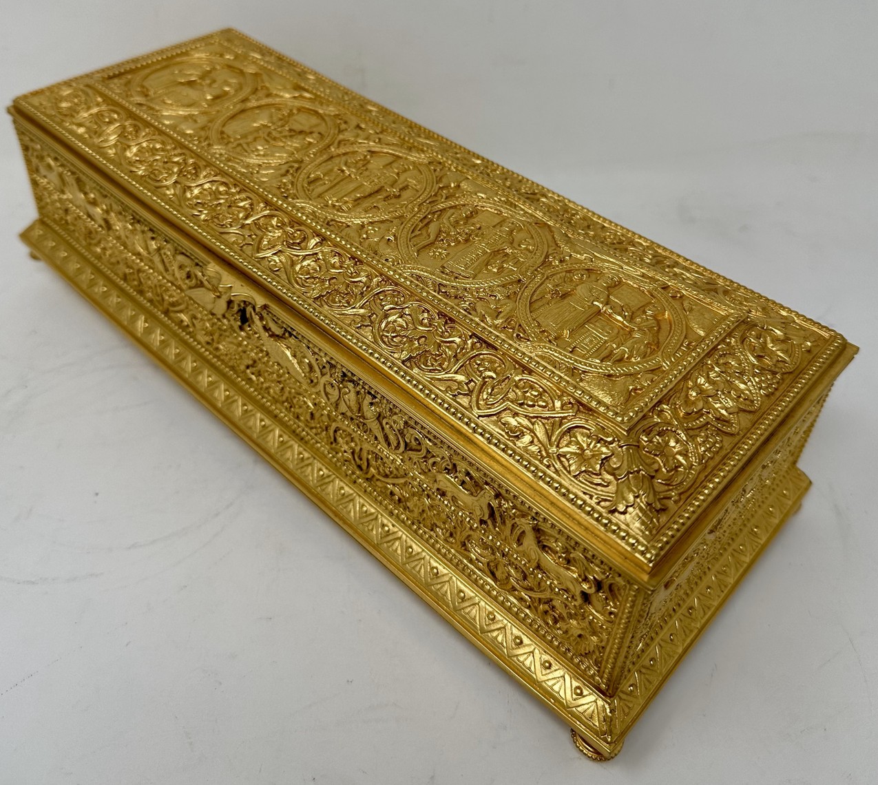 775. Antique Ladys Ormolu Bronze Dore Jewellery Box Casket Maison Boissier Paris